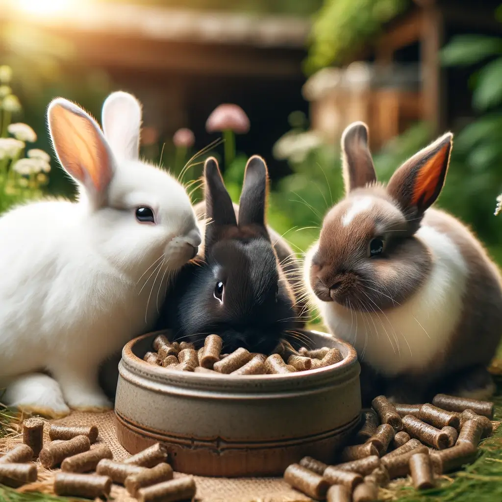Conejos en adopcion como mascotas cerca de mi 1 Conejos comiendo pienso