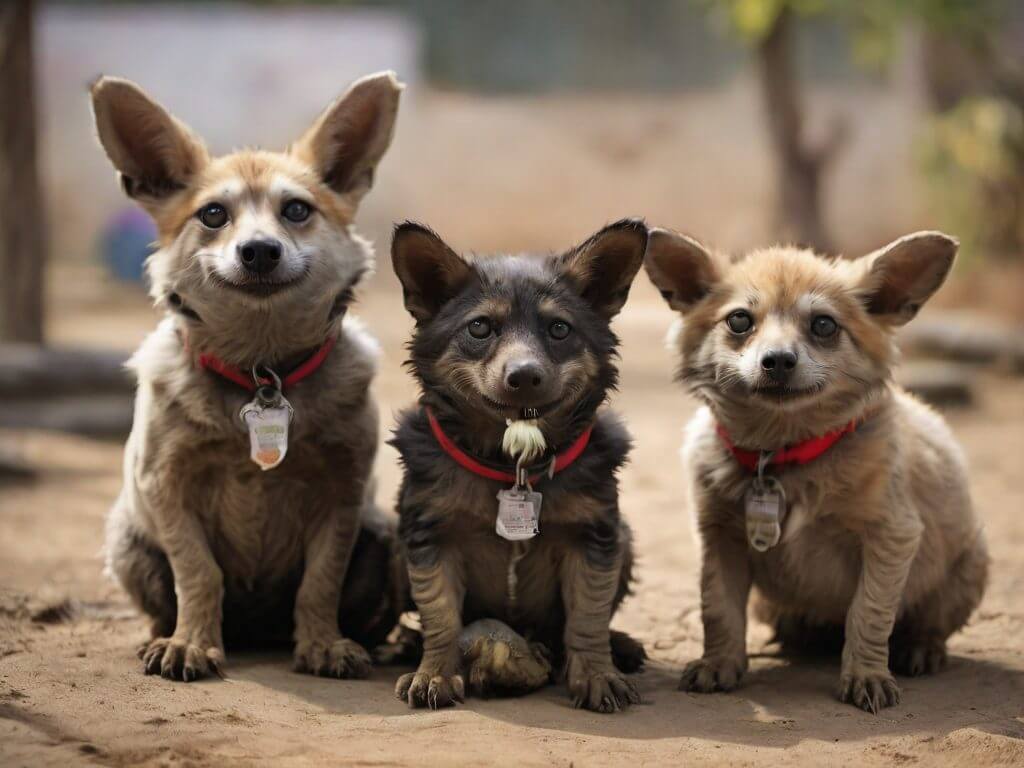 Adopcion de mascotas cerca de mi 4 Perros en refugio esperando adopción